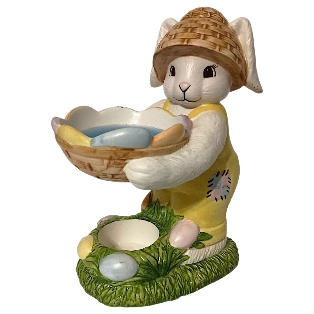 Laurie Korsgaden Easter Bunny Wax Warmer Ceramic Watercolors Springtime‎ Vintage